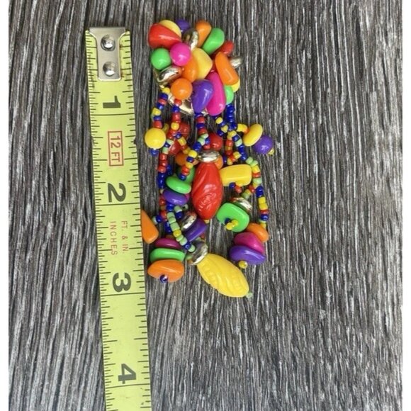 Vintage Italian Cha Cha Dangle Clip On Earrings Multi Color Women’s Beads - Picture 4 of 8